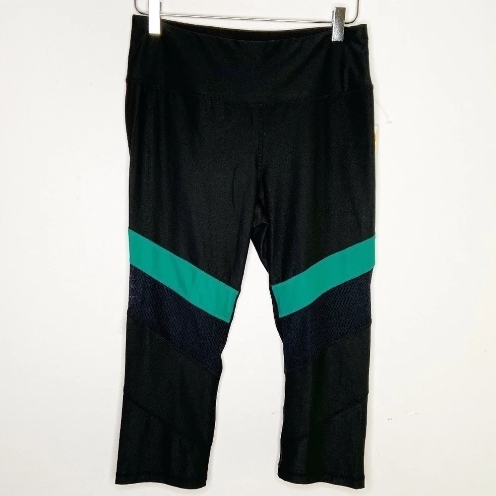 C&C CALIFORNIA | Black & Teal Capri Workout Pants